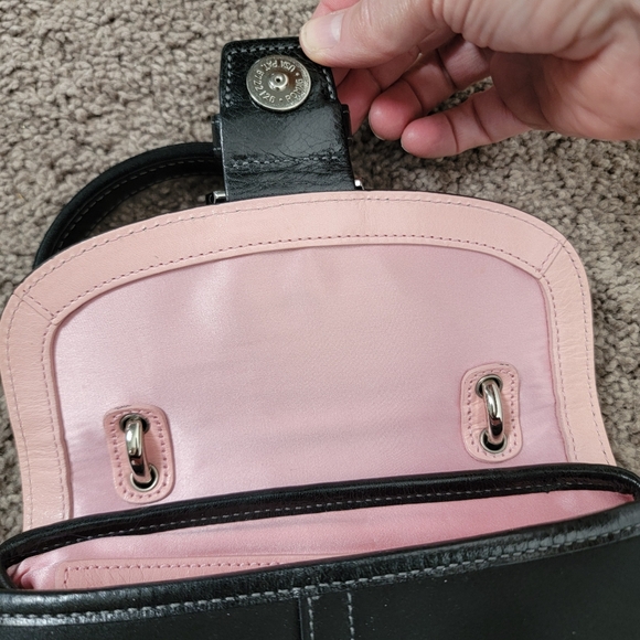 Coach Pave Madison Crystal Evening Black Suede Leather Clutch Pink Satin 8975/05 - Picture 11 of 16